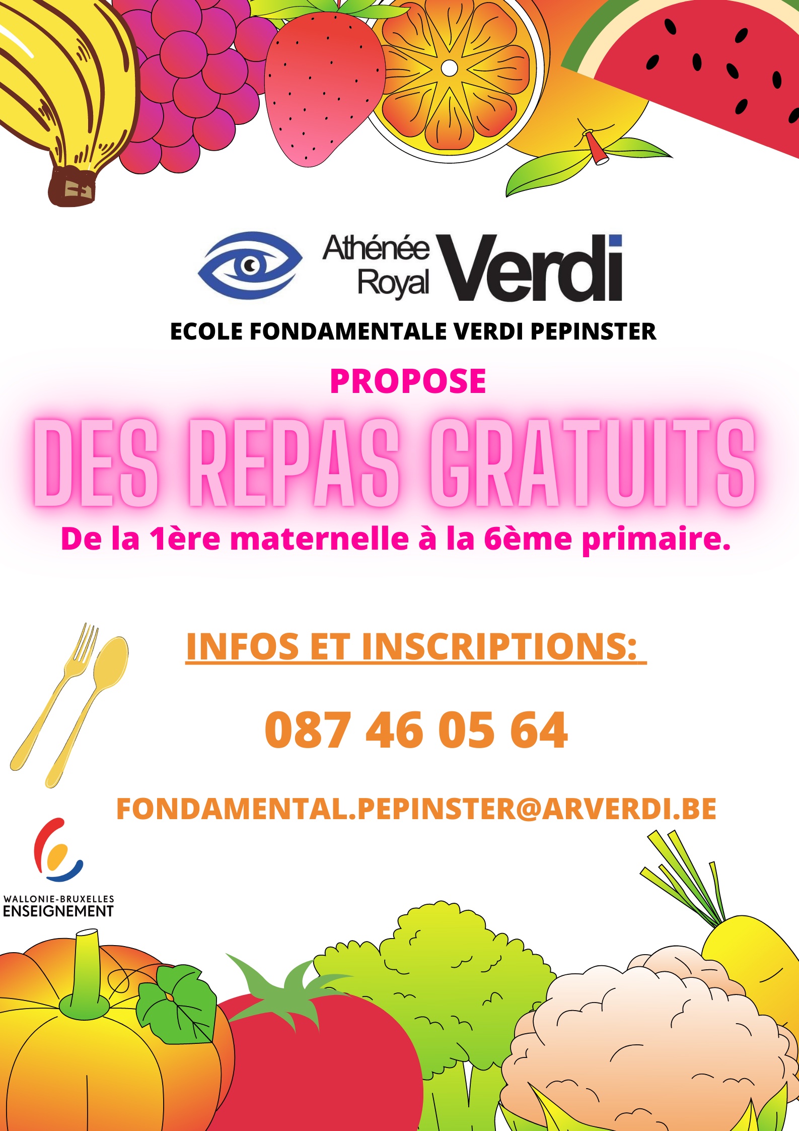 Les repas gratuits jusqu'en 6e primaire !